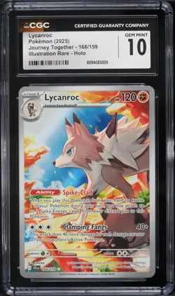 2025 Pokemon Journey Together IR Lycanroc #166 CGC 10 GEM MINT - Image 1