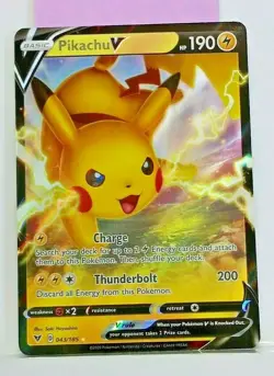Pikachu V 043/185 Ultra Rare Pokemon Sword & Shield Vivid Voltage NM/M - Image 1