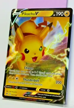 Pikachu V 043/185 Ultra Rare Pokemon Sword & Shield Vivid Voltage NM/M - Image 3