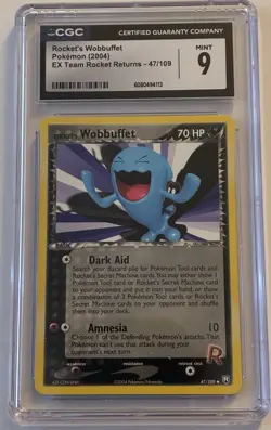Pokemon TCG Rocket's Wobbuffet EX Team Rocket Returns 47/109 Graded CGC 9 - Image 1
