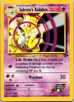 Gym Challenge #058/132 Sabrina's Kadabra Pokemon Moderately Played - Image 1
