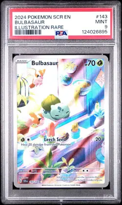 Pokemon TCG Bulbasaur Illustration Rare Stellar Crown 143/142 PSA 9 - Image 1