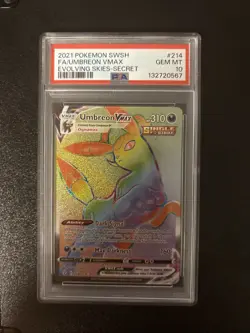 Pokemon Umbreon VMAX Evolving Skies Rainbow Secret Rare 214/203 PSA 10 Gem Mint - Image 1