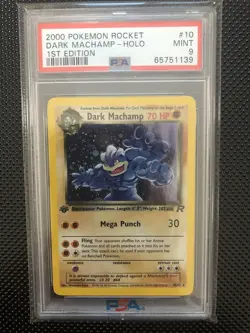2000 POKEMON ROCKET 1ST EDITION #10 DARK MACHAMP-HOLO PSA 9 - Image 1