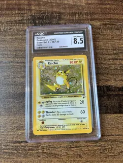 CGC NM/MINT 8 Raichu Pokemon (2000) Base Set 2 - 16/130 Holo - Image 1