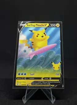 Surfing Pikachu V 008/025 Ultra Rare Celebrations Pokemon Card TCG - Image 1