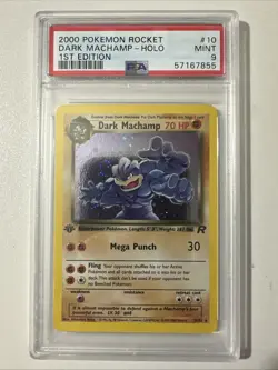 Pokemon PSA 9 1st Edition Dark Machamp 10/82 Team Rocket Holo - Image 1