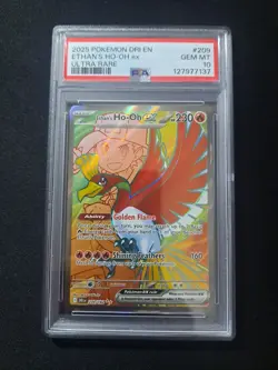 Pokemon TCG Destined Rivals Ethan's Ho-oh EX Full Art Ultra Rare 209/182 PSA 10 - Image 1