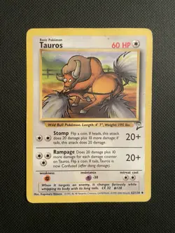 Pokemon Tauros 62/130 Base Set 2 Regular - Heavily Played - Image 1