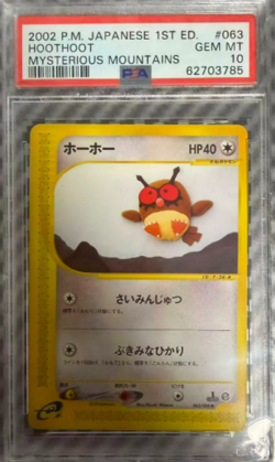 2002 Pokemon PSA 10 Hoothoot Mysterious Mountains 1st Edition 063/088 - Image 1