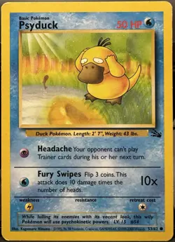 Psyduck 53/62 Fossil 4th Print Pokemon TCG 1999-2000 MP - Image 1