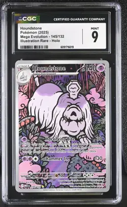2025 POKEMON MEG EN-MEGA EVOLUTION ILLUSTRATION RARE #145 HOUNDSTONE CGC 9 - Image 1