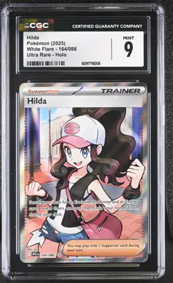 2025 POKEMON WHT EN-WHITE FLARE ULTRA RARE #164 HILDA CGC 9 - Image 1