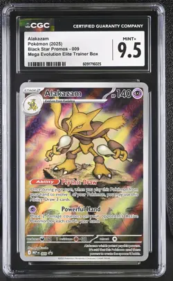 2025 POKEMON MEP EN-ME BLACK STAR PROMO #009 ALAKAZAM CGC 9.5 - Image 1