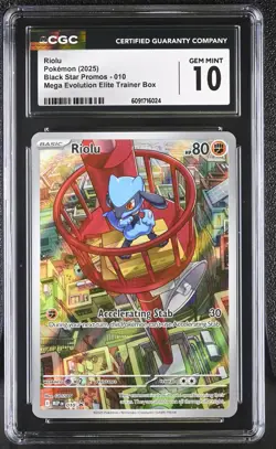 2025 POKEMON MEP EN-ME BLACK STAR PROMO #010 RIOLU CGC 10 - Image 1