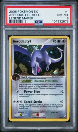 2006 POKEMON EX LEGEND MAKER AERODACTYL #1 HOLO FOIL PSA 8 NM #104932878 - Image 1