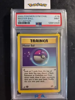 First Edition 2000 Pokemon Gym Challenge 116/132 Master Ball PSA Mint 9 - Image 1