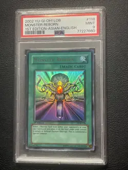 2002 Yu-Gi-Oh! Legend Of Blue Eyes Monster Reborn 1st Edition PSA 9 - Image 1