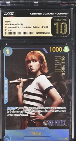 CGC 10 Pristine Nami P-053 P One piece 2024 Premium Coll. Live Action Edition - Image 1