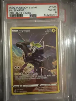 PSA 8 Pokemon Zekrom Holo Ultra Rare TCG Card TG05/TG30 Brilliant Stars - Image 1