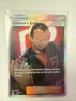 Pokemon TCG Giovanni's Exile Trainer Full Art Ultra Rare Card 67/68 Hidden Fates - Image 1