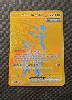 Pokemon TCG Iron Leaves EX Prismatic Evolutions Holo Card 176/131 Gold - Image 1