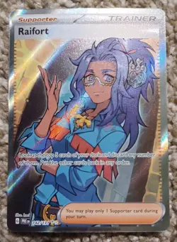 2025 Pokemon Prismatic Evolutions Raifort Supporter Ultra Rare Full Art #142/131 - Image 2