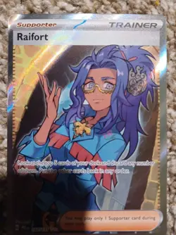 2025 Pokemon Prismatic Evolutions Raifort Supporter Ultra Rare Full Art #142/131 - Image 3