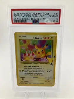 2021 POKEMON CELEBRATIONS CLASSIC COLL #24 BIRTHDAY PIKACHU-HOLO PSA 10 - Image 1
