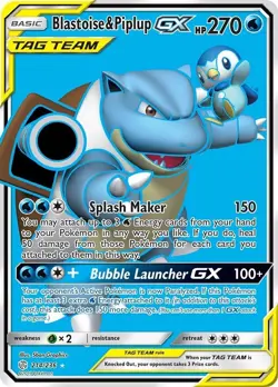 Blastoise & Piplup GX PSA 10 Gem Mint 214/236 Cosmic Eclipse 2019 Pokemon Card - Image 3