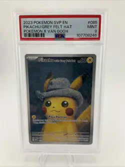 2023 POKEMON POKEMON X VAN GOGH PROMO #085 PIKACHU WITH GREY FELT HAT PSA 9 - Image 1