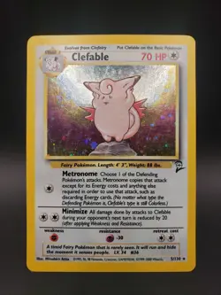 Pokemon TCG Clefable Base Set 2 Holo Unlimited Rare Card 5/130 MP-LP - Image 1