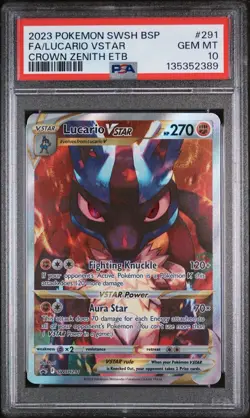 PSA 10 Lucario VSTAR SWSH291 - Crown Zenith ETB Promo - Graded Pokemon - Image 1