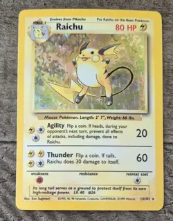 Vinyage Pokemon TCG Raichu Base Set Holo 14/102 Unlimited - Image 1