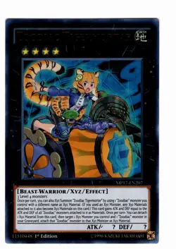 Yugioh- 1X Zoodiac Tigermortar - Ultra Rare - 1st Edition - MP17-EN207 - NM - Image 1