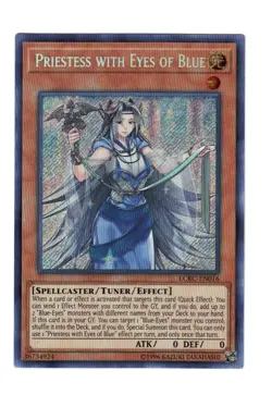 Yugioh- 1X Priestess with Eyes of Blue - Secret Rare - Unl - LCKC-EN016 - NM - Image 1