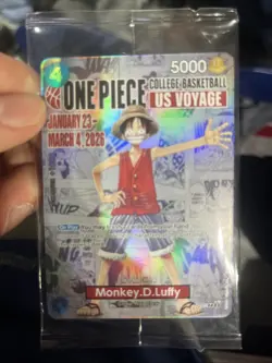 One Piece Monkey.D.Luffy College Basketball US Voyage Promo Card Sealed - Image 1