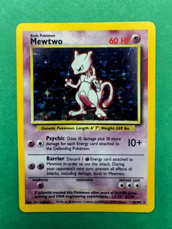 Pokemon TCG Mewtwo Holo Rare Card Base Set 10/102 Vintage - Image 1