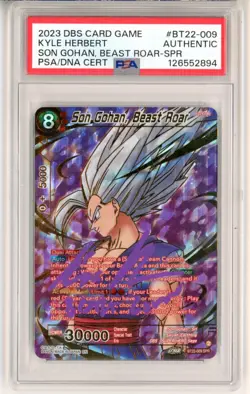 PSA Authentic Signed Kyle Hebert DBS Card Game Son Gohan, Beast Roar BT22-009 - Image 1