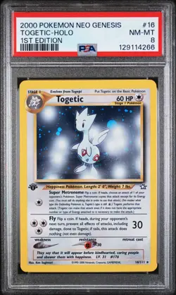 PSA 8 Togetic Holo NM-MT #16 1st Edition Neo Genesis 2000 Pokemon 129114266 - Image 1