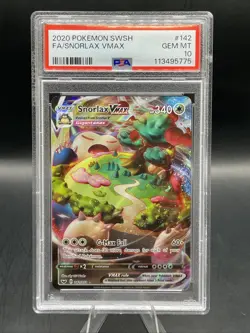 Pokemon 2020 Sword & Shield Snorlax VMAX Full Art Holo #142/202 PSA 10 - Image 1