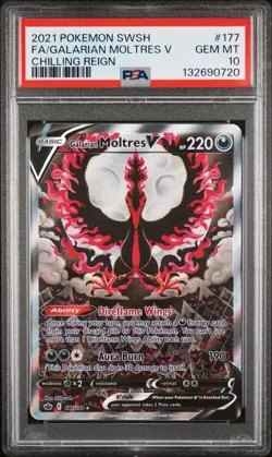 2021 POKEMON SWORD & SHIELD CHILLING REIGN FULL ART/GALARIAN MOLTRES V PSA 10 - Image 1