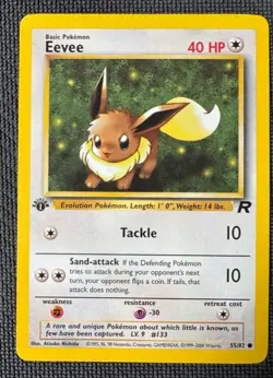 EEVEE 55/82 C TEAM ROCKET POKEMON FIRST EDITION LP - Image 1