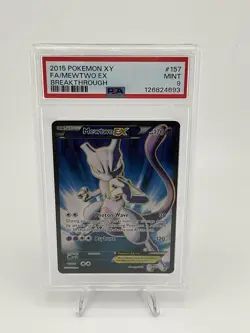 PSA 9 MINT 2015 POKEMON TCG XY BREAKTHROUGH MEWTWO EX #157 FULL ART HOLO - Image 1