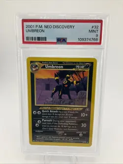 2001 Pokemon UMBREON 32/75 Neo Discovery Unlimited Rare Vintage English PSA 9 - Image 1