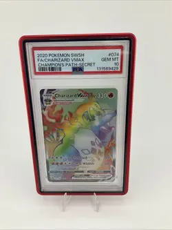PSA 10 GEM MINT Pokemon Champion Path Secret Rare Rainbow Charizard VMAX 074/073 - Image 1