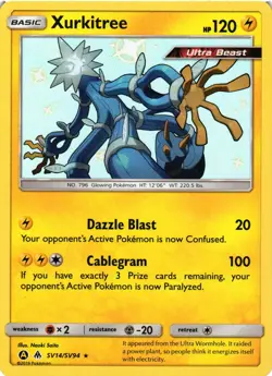 Pokemon TCG Xurkitree Hidden Fates SV14/SV94 Holo Shiny Secret Rare NM - Image 1