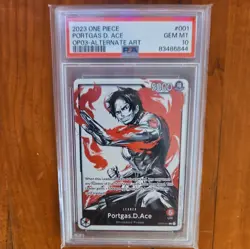 2023 ONE PIECE Portgas D. Ace OP03-001 Leader Alt Art ENGLISH PSA 10 - Image 1