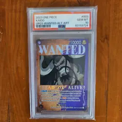 2023 ONE PIECE OP03-PILLARS OF STRENGTH WANTED ALTERNATE ART #003 KAIDO PSA 10 - Image 1