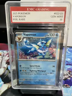 VAPOREON 2025 FOIL #022/131 Pokemon Card GRADED 10 TCG CCG - Image 1